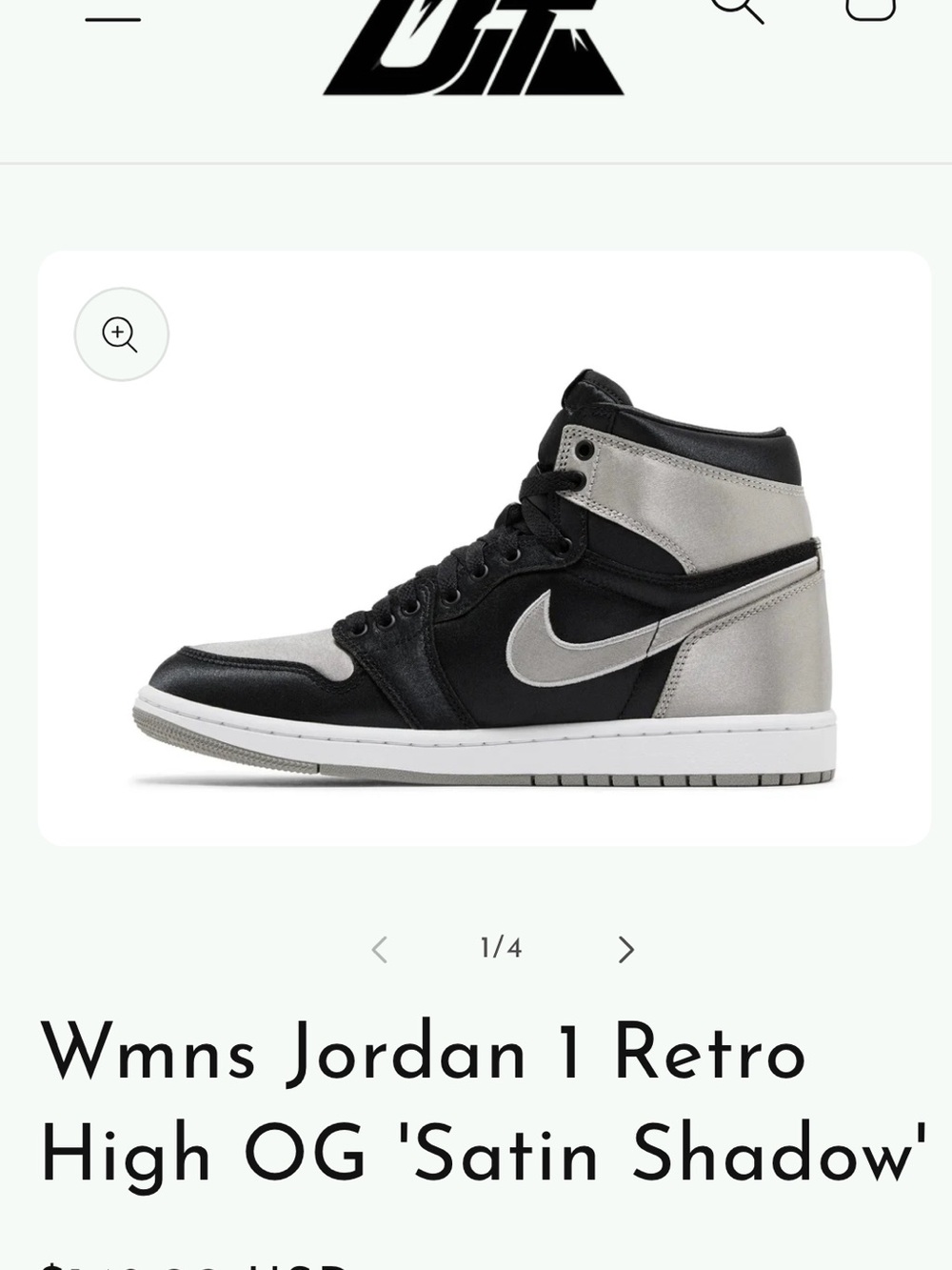 Nike Wmns Jordan 1 Retro High OG Satin Shadow - Black/Silver